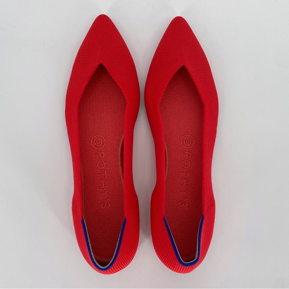 🍒🔥 NWOB ROTHYS The Point Flame Red Ballet Flat